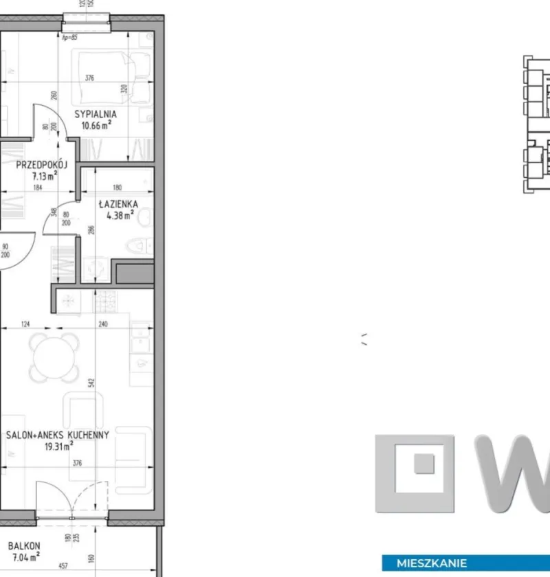 Mieszkanie na  sprzedaż Lublin - Mieszkanie 41,48 m2, balkon, Wrotków, Lublin